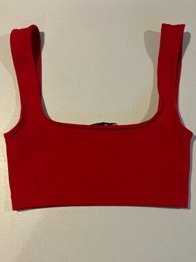 Zara Red Square Neck Crop Top